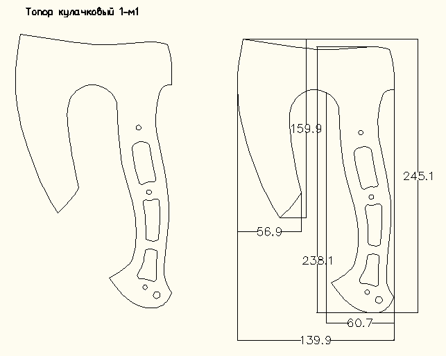 Нож топорик для кожи чертеж