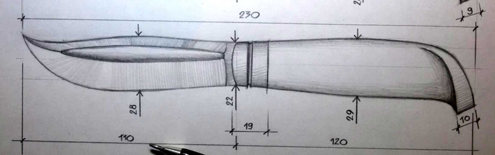 Нож пуукко чертеж