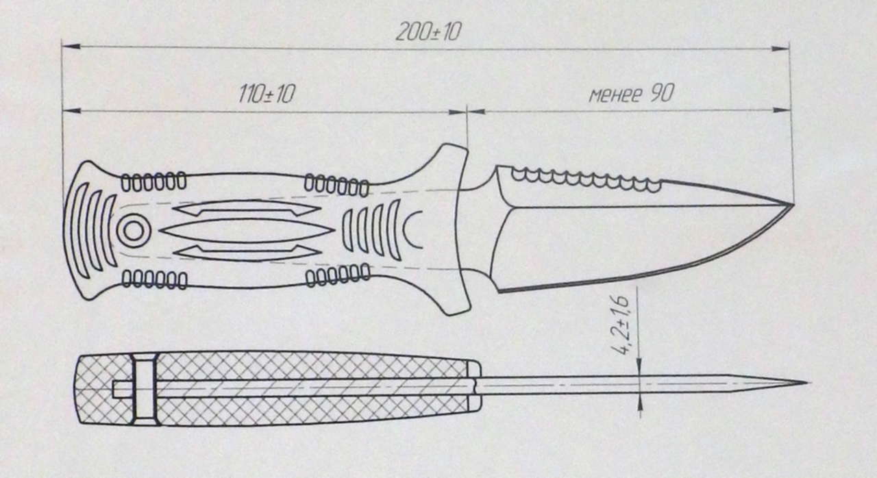 Чертеж ножа stiletto