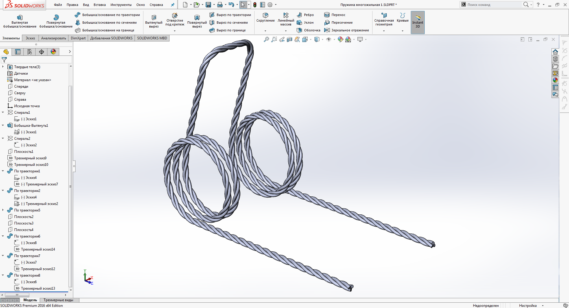 Нарисовать пружину в solidworks