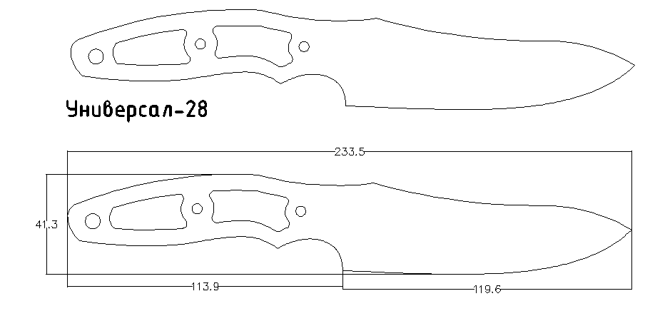 Трекер нож чертеж с размерами
