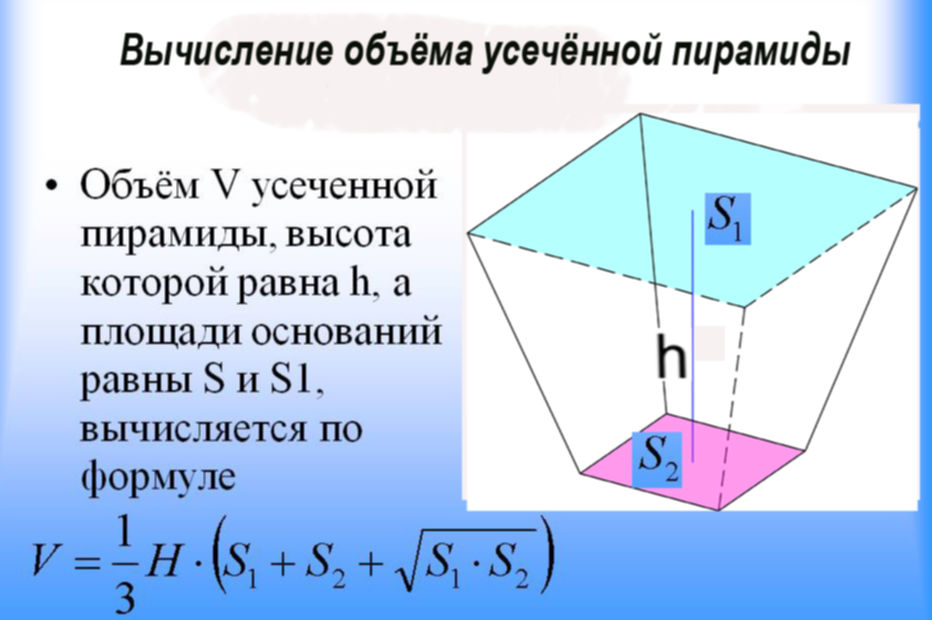 Объем пирамиды объем усеченной пирамиды презентация