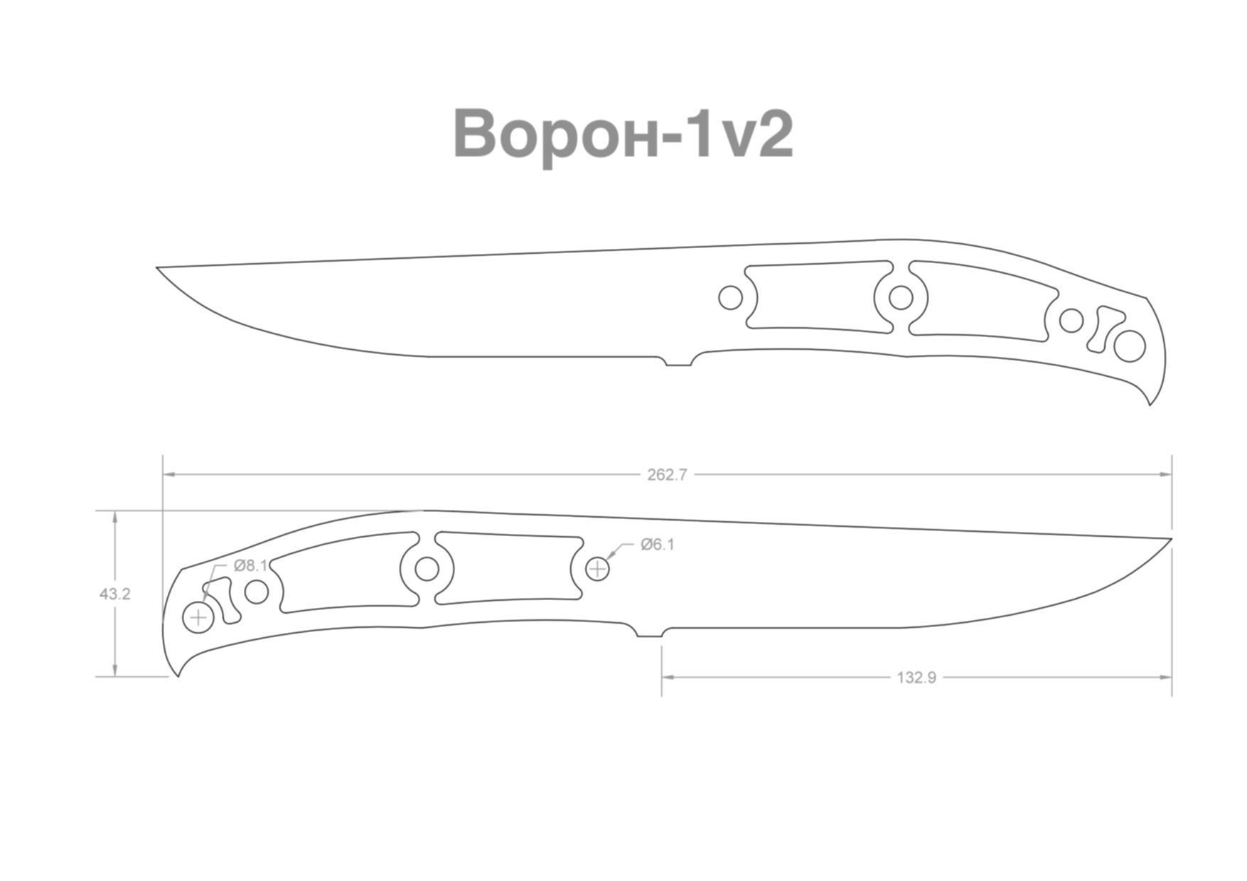 Нож фултанг чертеж