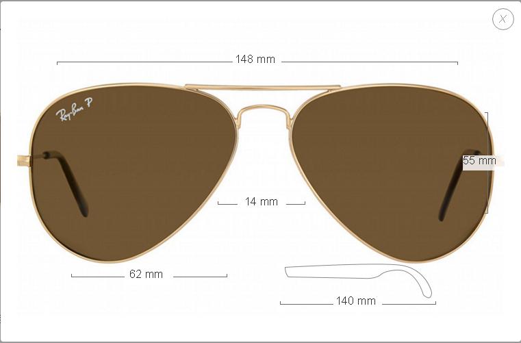 Размеры очков ray ban