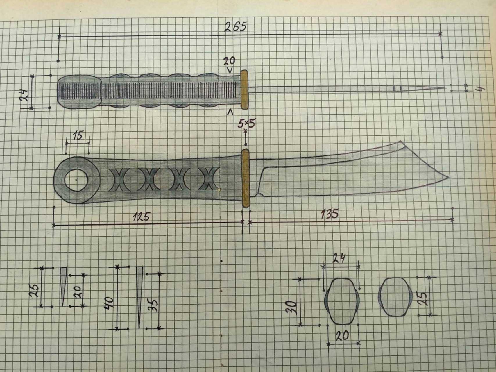 Сербский нож чертеж