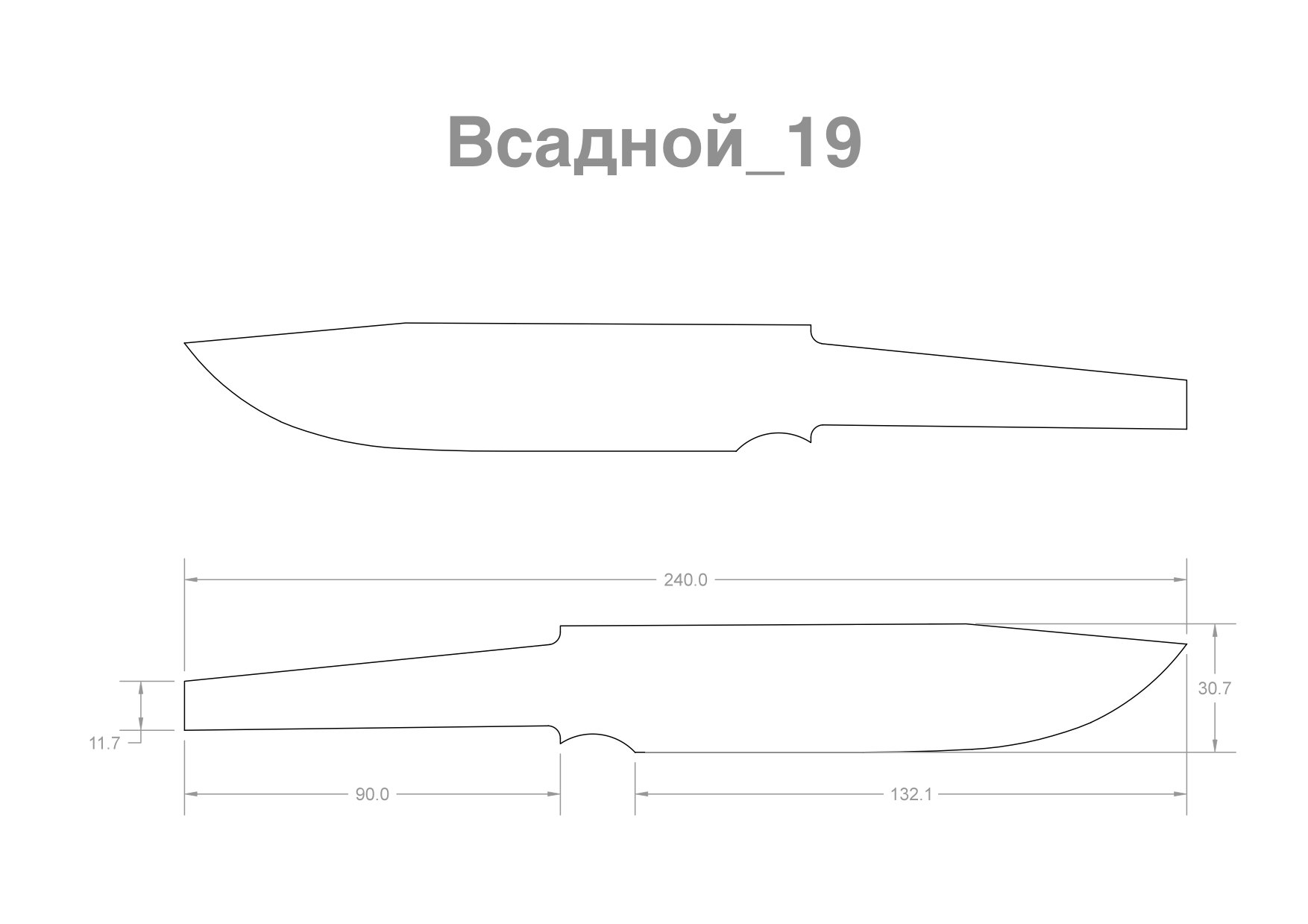 Чертеж финского ножа с размерами