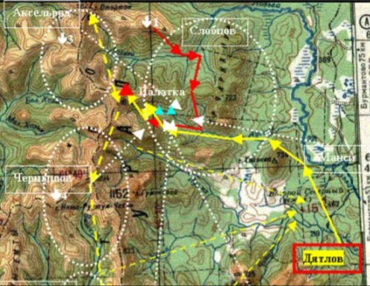 Перевал дятлова топографическая карта