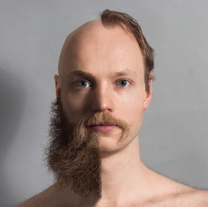Мужчины бреют голову. Бритый с усами и бородой. Мужская борода. Бритый бакенбард.