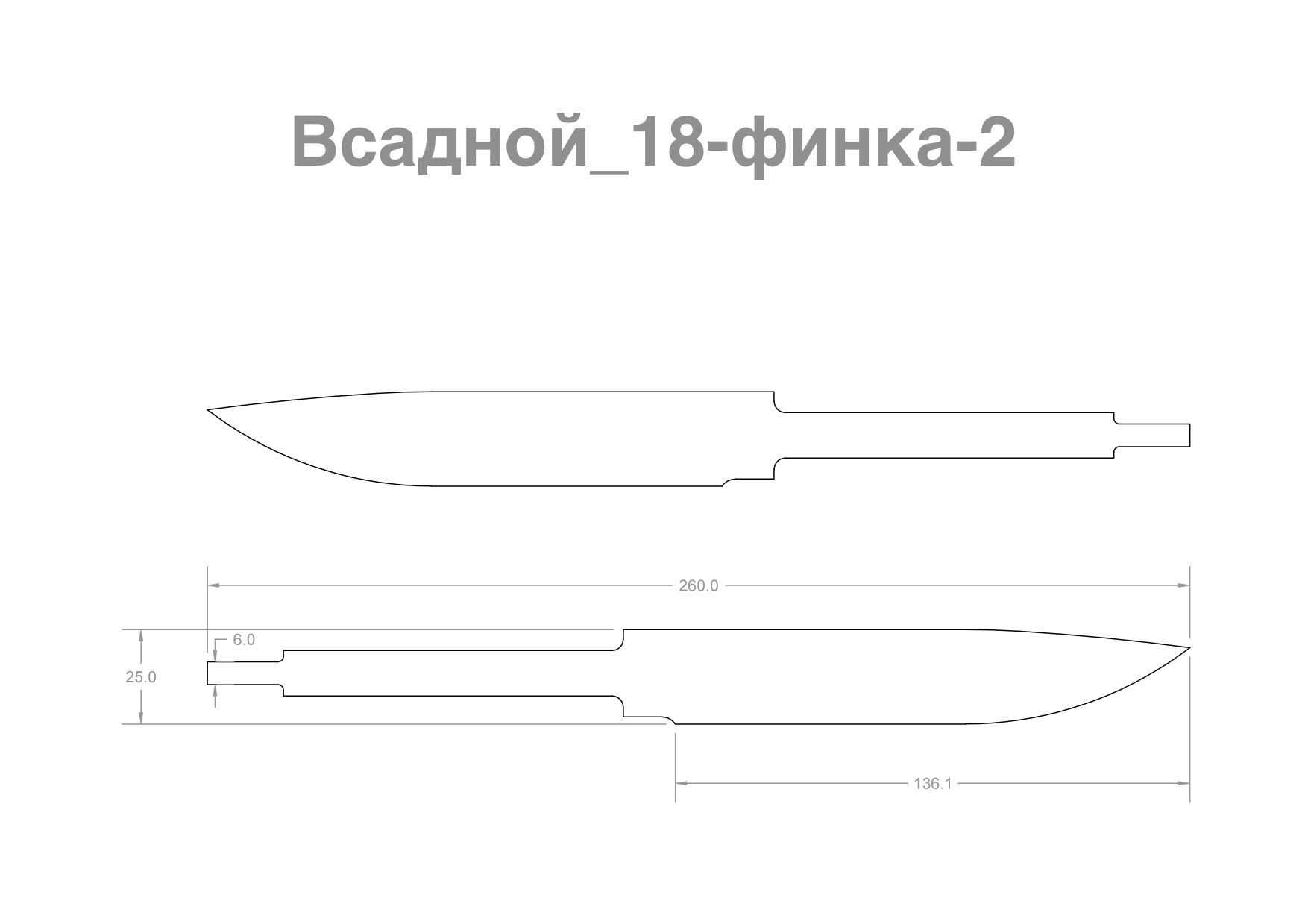 Нож пластунский казачий чертеж с размерами в натуральную величину