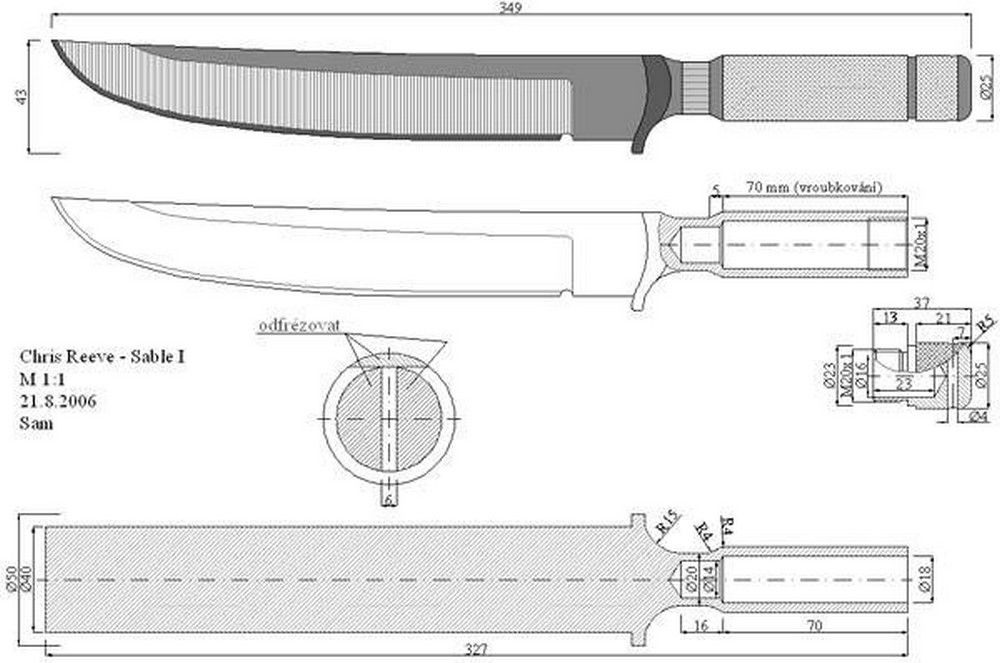 Нож из сталкера чертеж