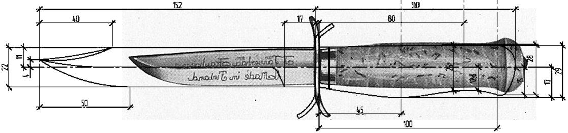 Нож разведчика чертеж с размерами