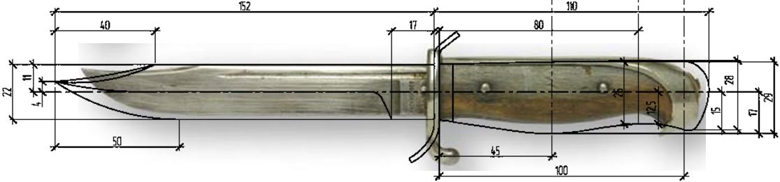 Чертеж ножа нр 40