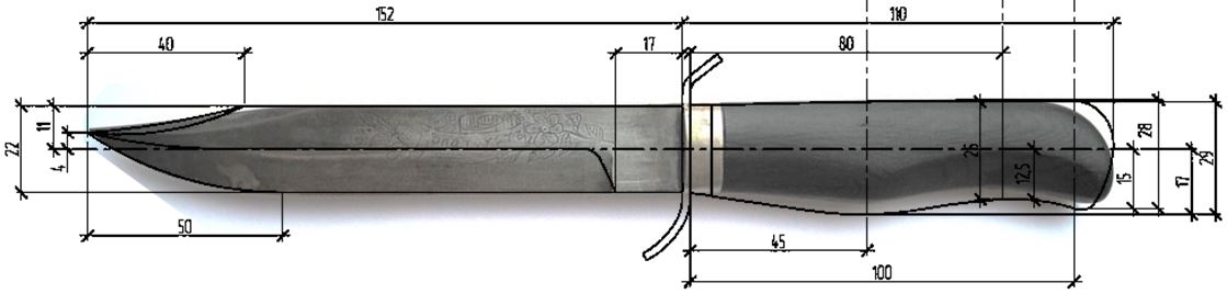 Чертеж ножа нр 40