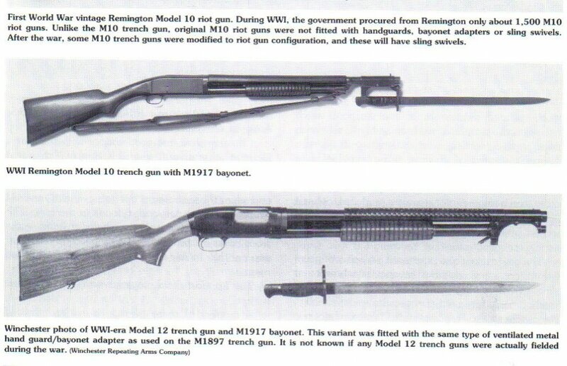Это дробовики Ithaca 37, Winchester M1897, М12 и Remington Model 10 с присп...